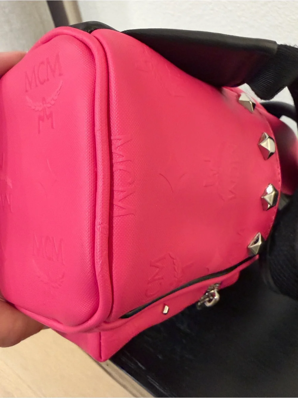 MCM Odeon studded backpack in pink